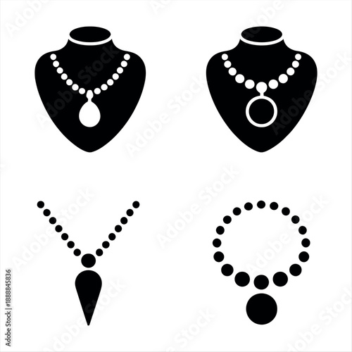 Collection of necklaces and pendants isolated on a transparent background, Vector