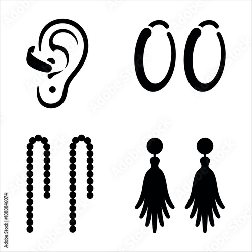 Assorted earring designs isolated on a transparent background, Vector