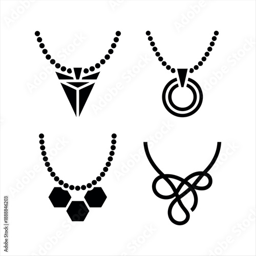 Collection of unique necklaces isolated on a transparent background, Vector