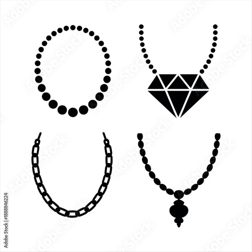 Four unique jewelry designs isolated on a transparent background, Vector