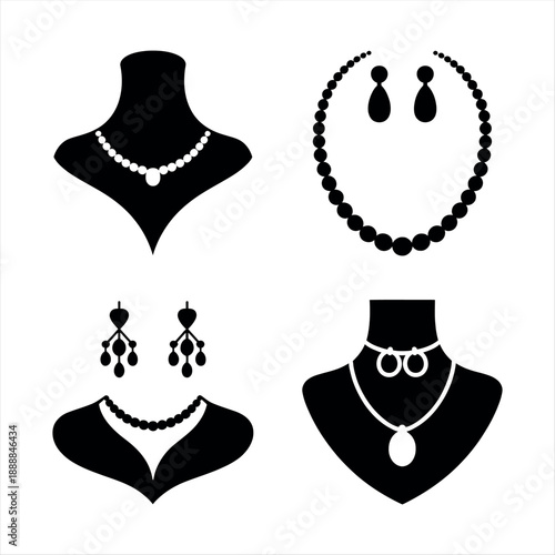 Collection of elegant jewelry pieces isolated on a transparent background, Vector
