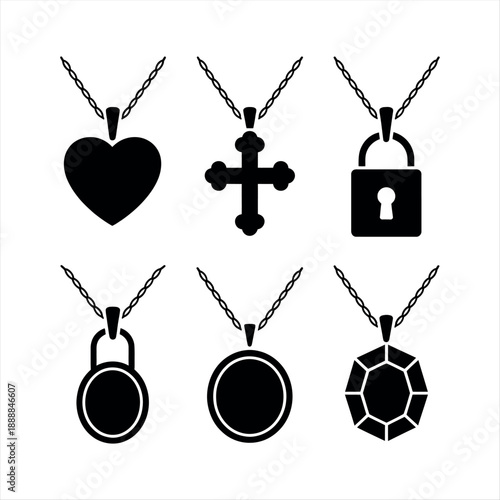 Collection of symbolic pendants isolated on a transparent background, Vector
