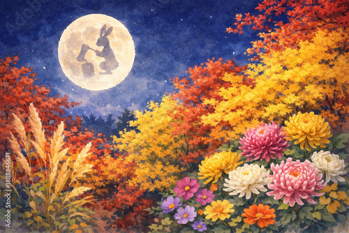 秋　月見　秋の花　紅葉