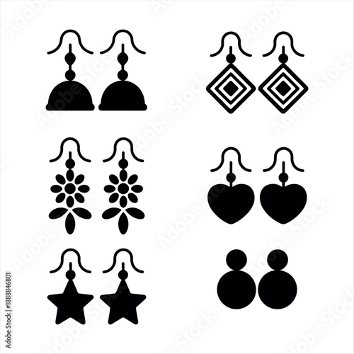 Assorted earring designs isolated on a transparent background, Vector