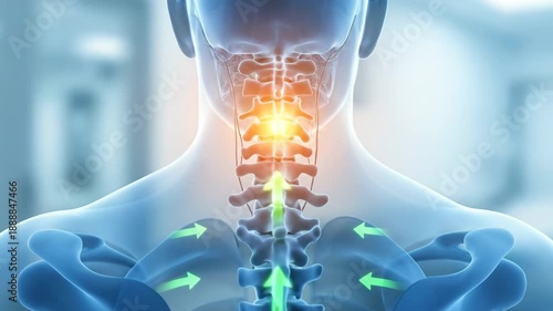 Visualizing the human cervical spine and nervous system pathways, highlighting nerve energy flow and spinal health concepts