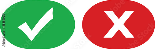 Checkmark and cross symbols for approval and rejection