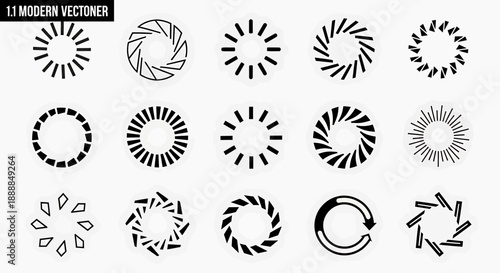 Loading Icons Set: Circular Progress Indicators, Spinners, Buffering Symbols, Vector Graphics