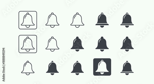 Notification Bell Icons Set - Alert, Alarm, Message, Reminder Symbols