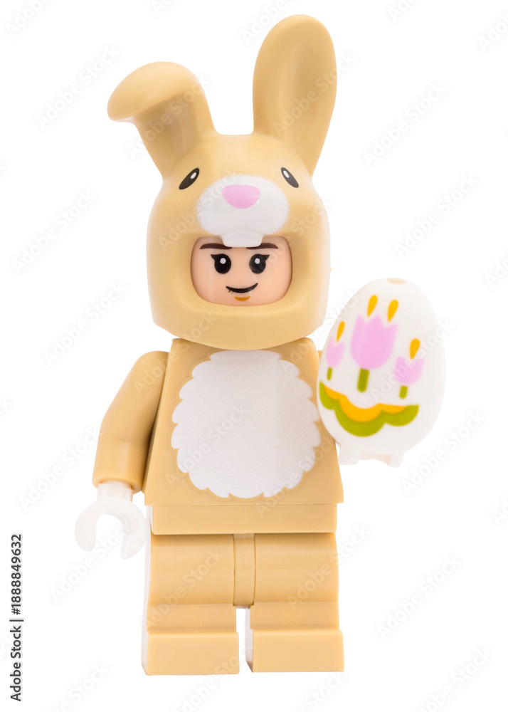 Fototapeta premium Dortmund - Deutschland 24. Januar 2026 - Lego Minifigure als Osterhase verkleidet