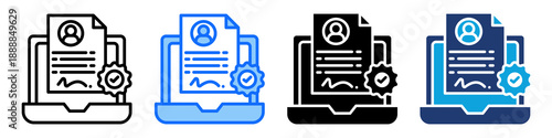 Digital Certificate Icon Set Multi Style Vector Illustration
