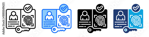 Biometric Authentication Icon Set Multi Style Vector Illustration