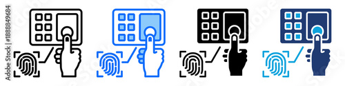 Fingerprint Scan Icon Set Multi Style Vector Illustration