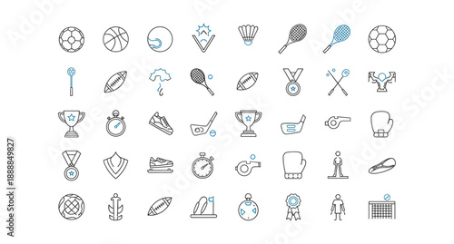 Collection of sports icons and symbols for athletic events and competitions