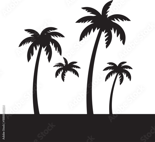  set of palm trees, palm, tree, tropical, vector, silhouette, beach, nature, leaf, illustration, summer, coconut, palm tree, island, plant, design, travel, pattern, sea, sun, palms, branch, palmtree