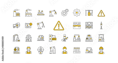 Industrial icons set for business and technology designs