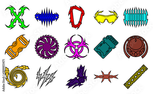 Neo-Tribal Y2K Chrome Cybercore Asset Kit for Edgy Streetwear Design and Digital Subculture Branding