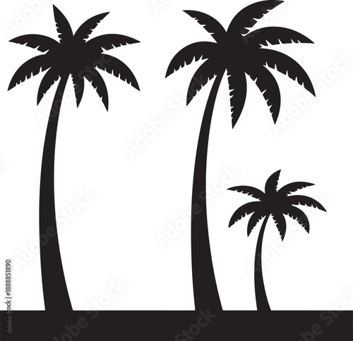  set of palm trees, palm, tree, tropical, vector, silhouette, beach, nature, leaf, illustration, summer, coconut, palm tree, island, plant, design, travel, pattern, sea, sun, palms, branch, palmtree