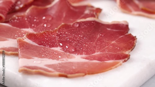Bacon slices on white