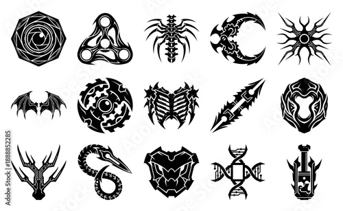 Biomechanical Cybernetic Decal Element Kit for Sci-Fi Gaming and Gothic Tech Apparel Design