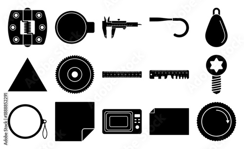 Flat Vector Hardware and Measurement Tools Element Kit for Industrial DIY Workshop Projects