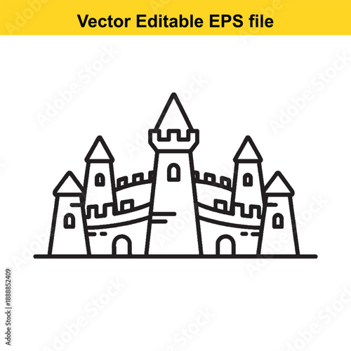  Medieval castle icon with towers and battlements