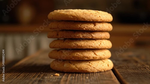 Cookies stacked on table