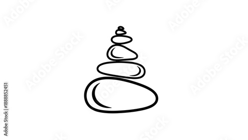 Minimalist Stacked Stones Line Art for Balance and Zen