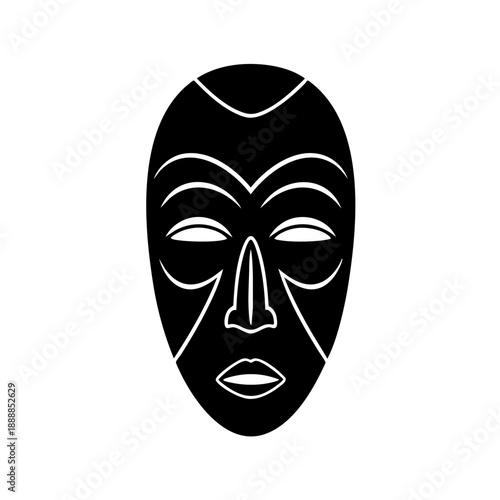 Minimalist Lineart Tribal Mask African Culture Tradition Graphic Illustration Element