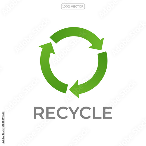 Recycle icons, ecology green icon, trash and leaf symbol collection. Clean eco arrow circle and leaf icons vector