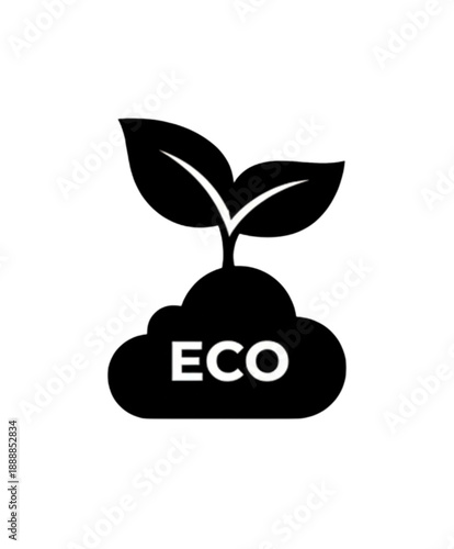 A sprout emerging from a mound of earth with the word ECO inscribed inside, creating a meaningful vector image for organic gardening and environmental initiatives