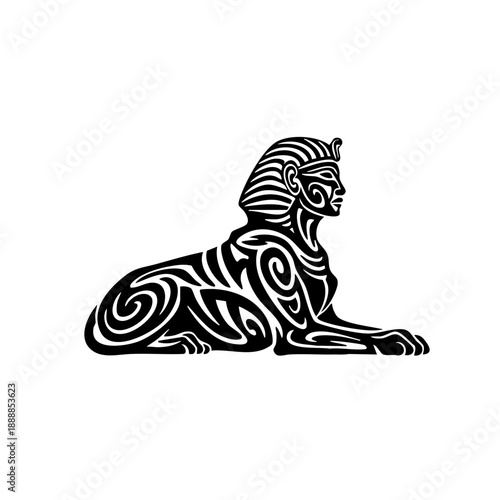 Decorative Tribal Sphinx Ancient Egypt Mythical Creature Illustration Design