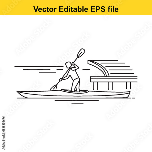  Person paddling kayak near bridge water sports leisure activity