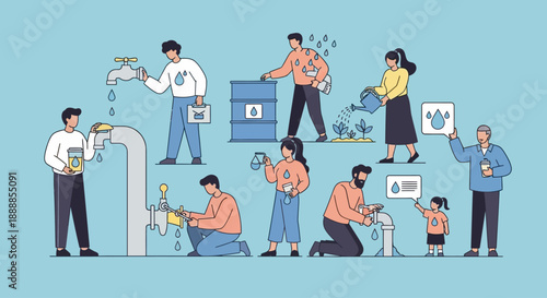 People engaging in various activities with technology and pets in a modern setting.