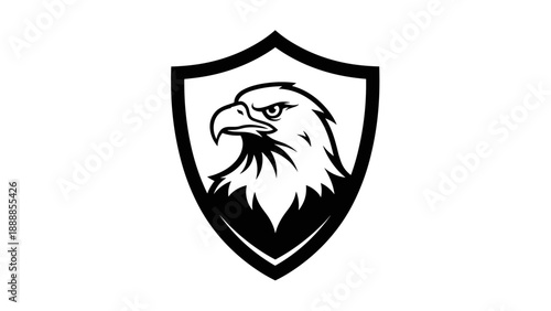 Photography Eagle Head Profile in Shield Emblem Logo Design