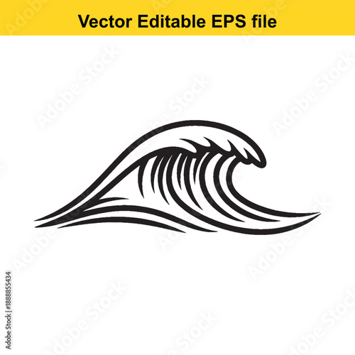  Black wave vector illustration ocean surf graphic