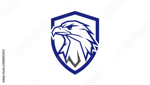 Blue Eagle Head in Shield Logo Design