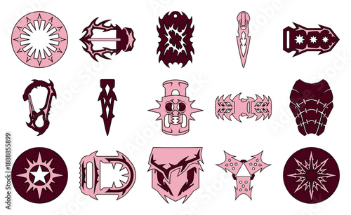 Gothic Cyberpunk Hard surface Hardware Element Kit for Edgy Streetwear Apparel Graphics