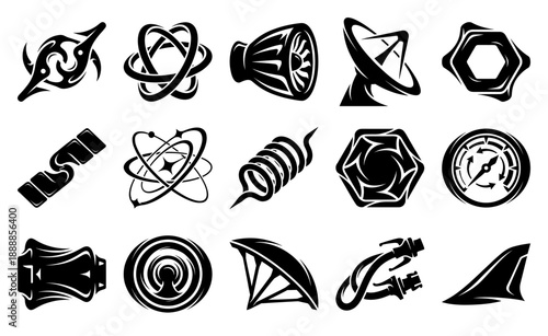 Abstract Aerospace and Engineering Graphic Elements Set for Futuristic Technology Branding