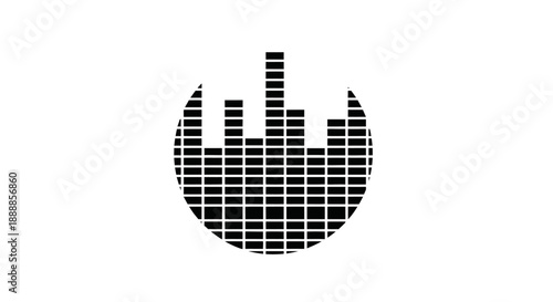 Abstract city skyline formed by equalizer bars in circular shape.