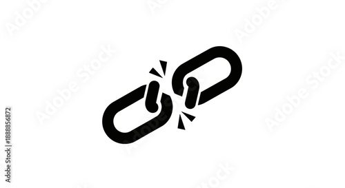 Black broken chain link icon symbolizing disconnection or breakage.