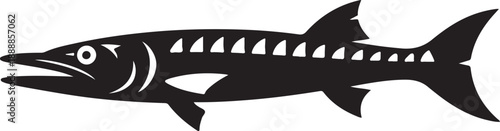 Barracuda Silhouette - Simple Icon of a Saltwater Fish
