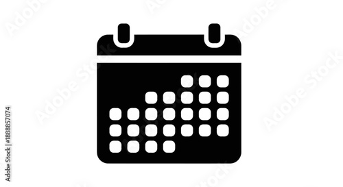 Black calendar icon with multiple date dots indicating a schedule or planning concept.