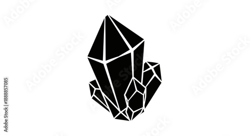 Black geometric crystal cluster icon with sharp edges and facets.