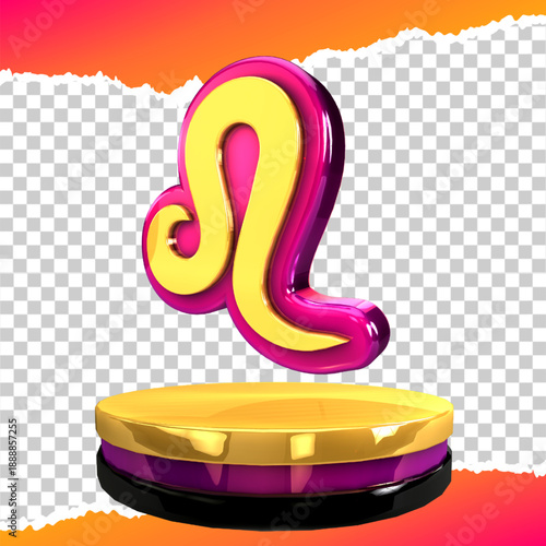 golden icon signs leo 3d render right view