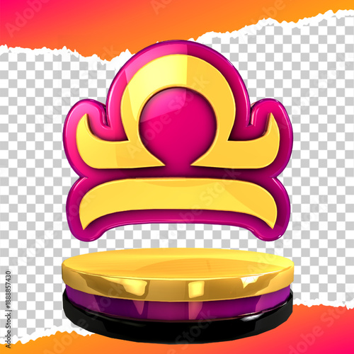 golden icon signs libra 3d render front view