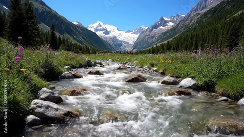 Mountain stream flowing landscape