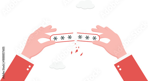 Giant Hands Repairing Broken Password Bar Representing Data Recovery and Security
