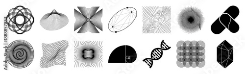 Abstract Scientific Geometry Graphic Element Kit for Theoretical Physics and Mathematical Research Visuals
