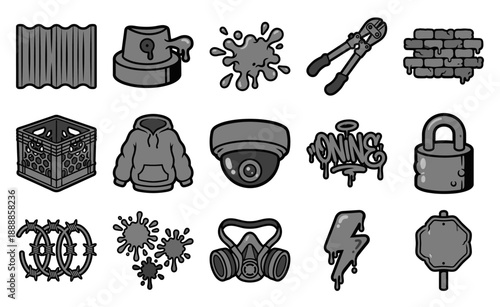 Street Art Culture and Urban Exploration Element Kit for Underground Creative Design