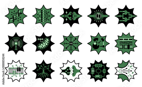 Flat Vector Synthetic Biology and Bioengineering Element Kit for Biotechnology Research and Genetic Science Projects